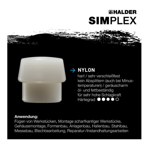 Halder Marteau de forgeron Simplex 80mm Caoutchouc/Nylon