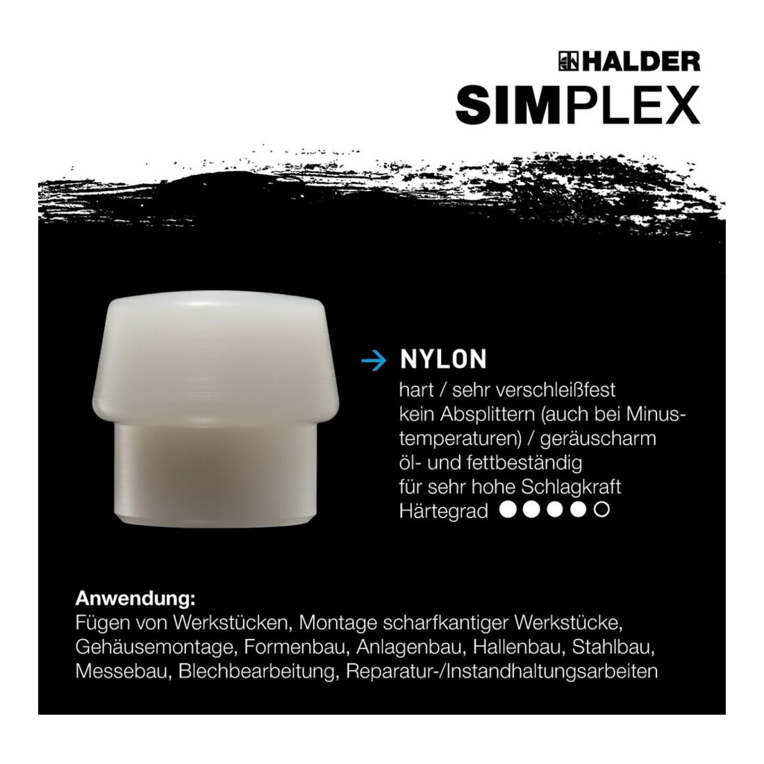 Halder Marteau de forgeron Simplex 80mm Caoutchouc/Nylon
