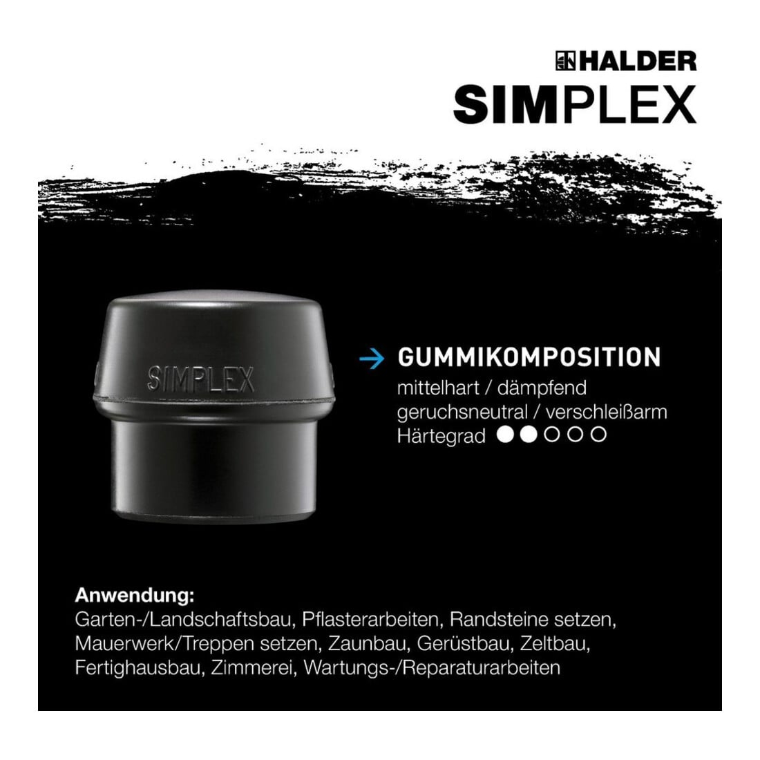 Halder Marteau de forgeron Simplex 80mm Caoutchouc/Nylon