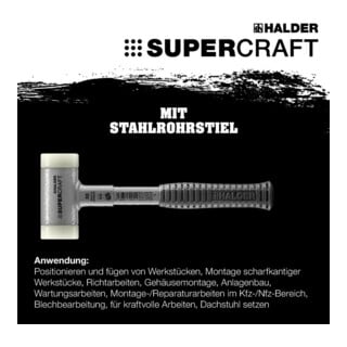 Halder Mazzuola a testa morbida Supercraft EH-3377, con manico in acciaio tubolare, inserto in nylon, antirimbalzo