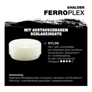 HALDER Martello combinato Ferroplex EH-3677 con impugnatura tubolare in acciaio, inserto in nylon