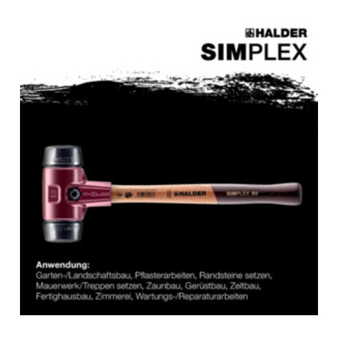 Halder Mazzuola a testa morbida Simplex EH-3002, inserto in gomma
