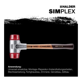 Halder Mazzuola a testa morbida Simplex con inserti in plastica, rosso