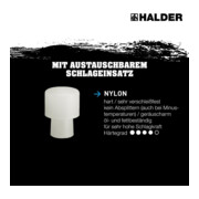 Halder Norm+Technik Ersatz-Einsatz, Nylon, weiß, Hammerkopf-⌀: 10 mm