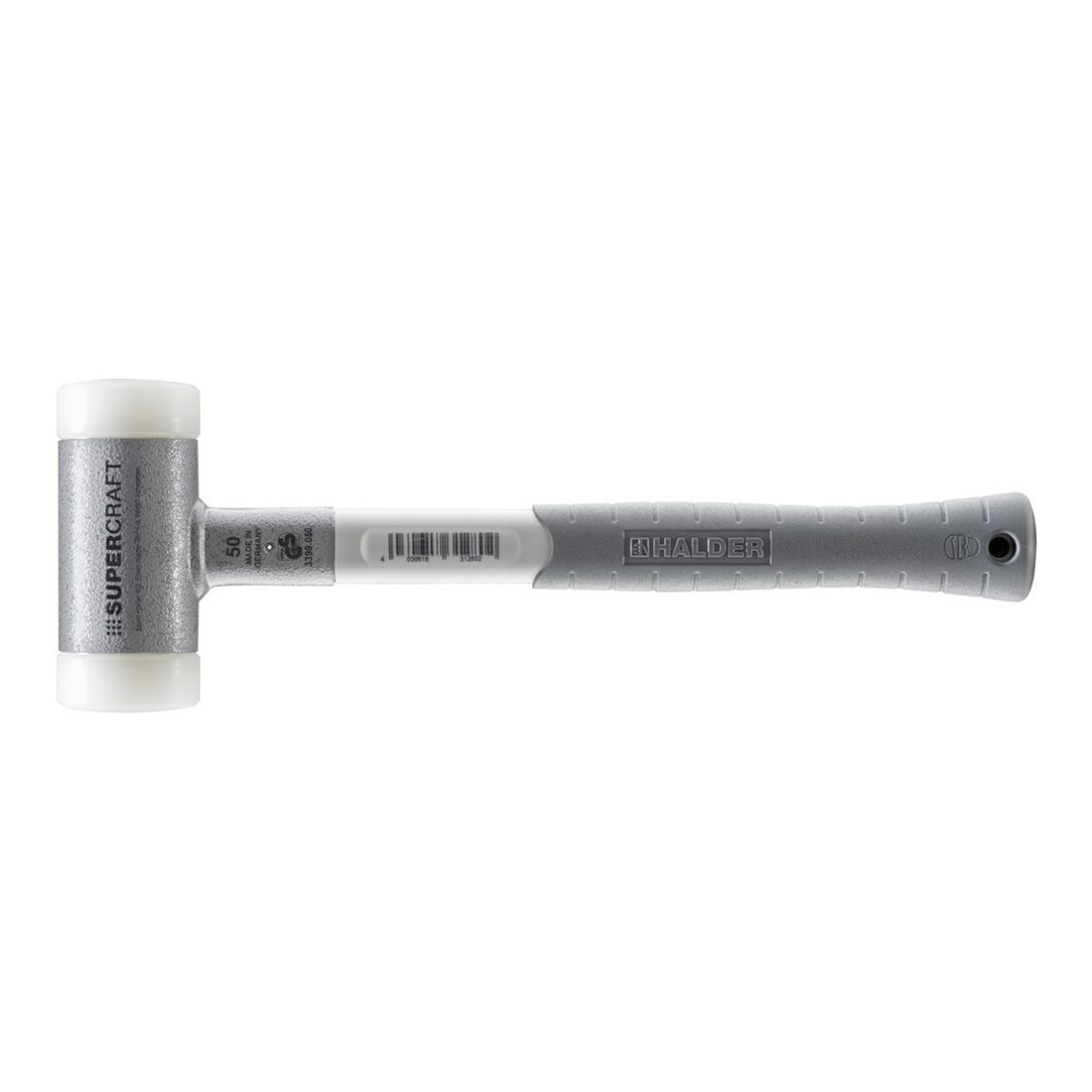 HALDER NORM+TECHNIK Rückschlagfreier Hammer mit 3-Komponentenstiel, Hammerkopf-⌀: 50mm