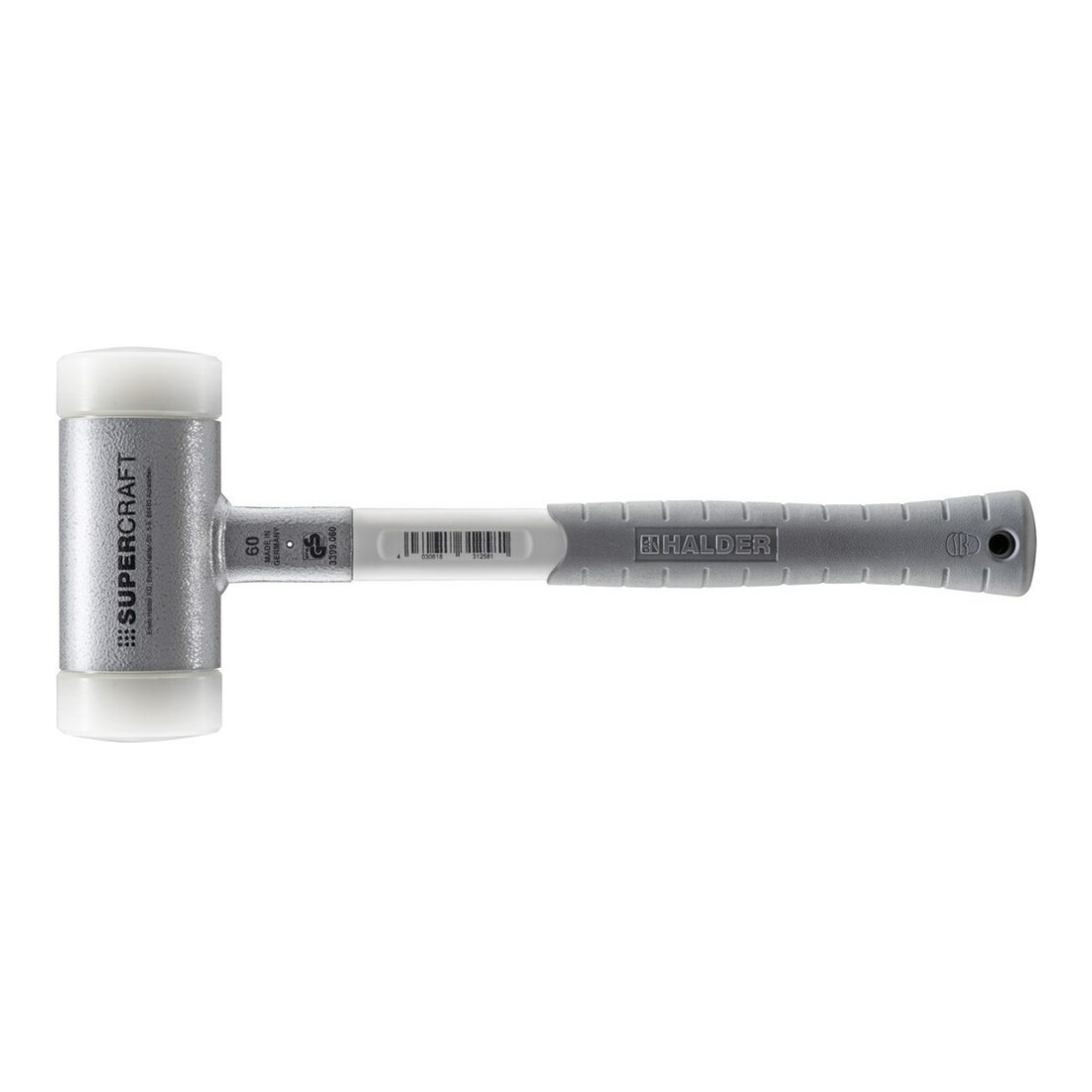 HALDER NORM+TECHNIK Rückschlagfreier Hammer mit 3-Komponentenstiel, Hammerkopf-⌀: 60mm