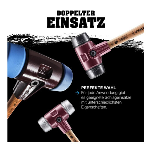HALDER NORM+TECHNIK SIMPLEX-hamer,'zacht', met kunststof doppen, geel, Behuizing-⌀ / Materiaal: 30Gmm