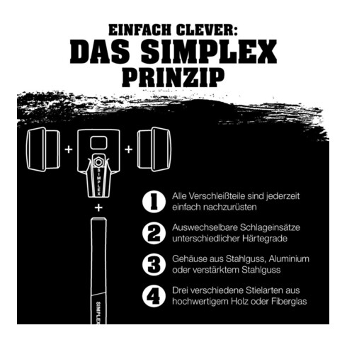 HALDER NORM+TECHNIK SIMPLEX-hamer,'zacht', met kunststof doppen, geel, Behuizing-⌀ / Materiaal: 30Gmm