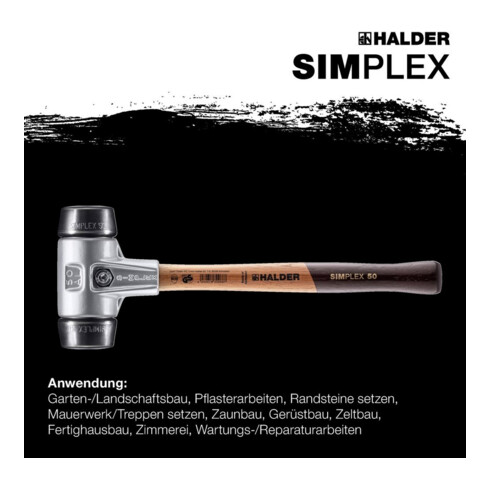 Halder soft-face hamer met rubber compositie inzetstukken (zwart)