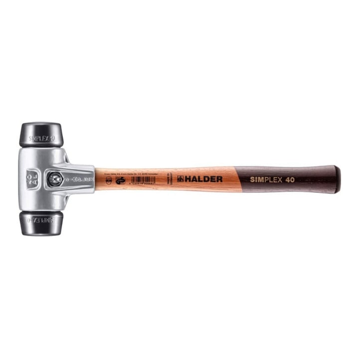 HALDER NORM+TECHNIK SIMPLEX-hamer,'zacht', met rubbercomposiet-doppen, zwart, Behuizing-⌀ / Materiaal: 40Amm