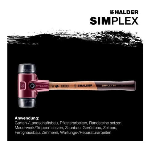 Halder zachte slaghamer Simplex EH-3002, rubber inzetstuk