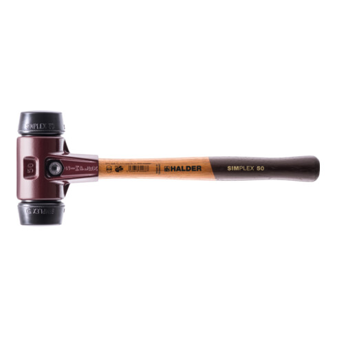 HALDER NORM+TECHNIK SIMPLEX-hamer,'zacht', met rubbercomposiet-doppen, zwart, Behuizing-⌀ / Materiaal: 50Amm