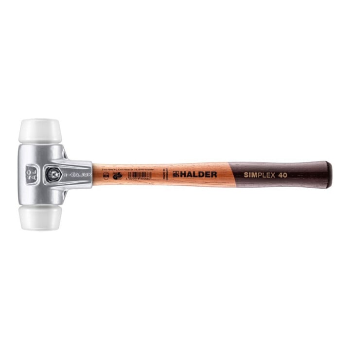 HALDER NORM+TECHNIK SIMPLEX-hamer,'zacht', met superplastic doppen, wit, Behuizing-⌀ / Materiaal: 40Amm