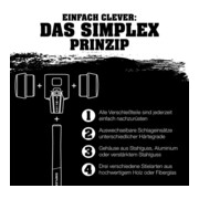 HALDER NORM+TECHNIK SIMPLEX-hamer,'zacht', reservesteel, Voor behuizings-⌀: 100-125mm