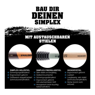 HALDER NORM+TECHNIK SIMPLEX-hamer,'zacht', reservesteel