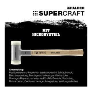 Halder Rückschlagfreier Hammer Mit Hickory-Stiel 50 Mm