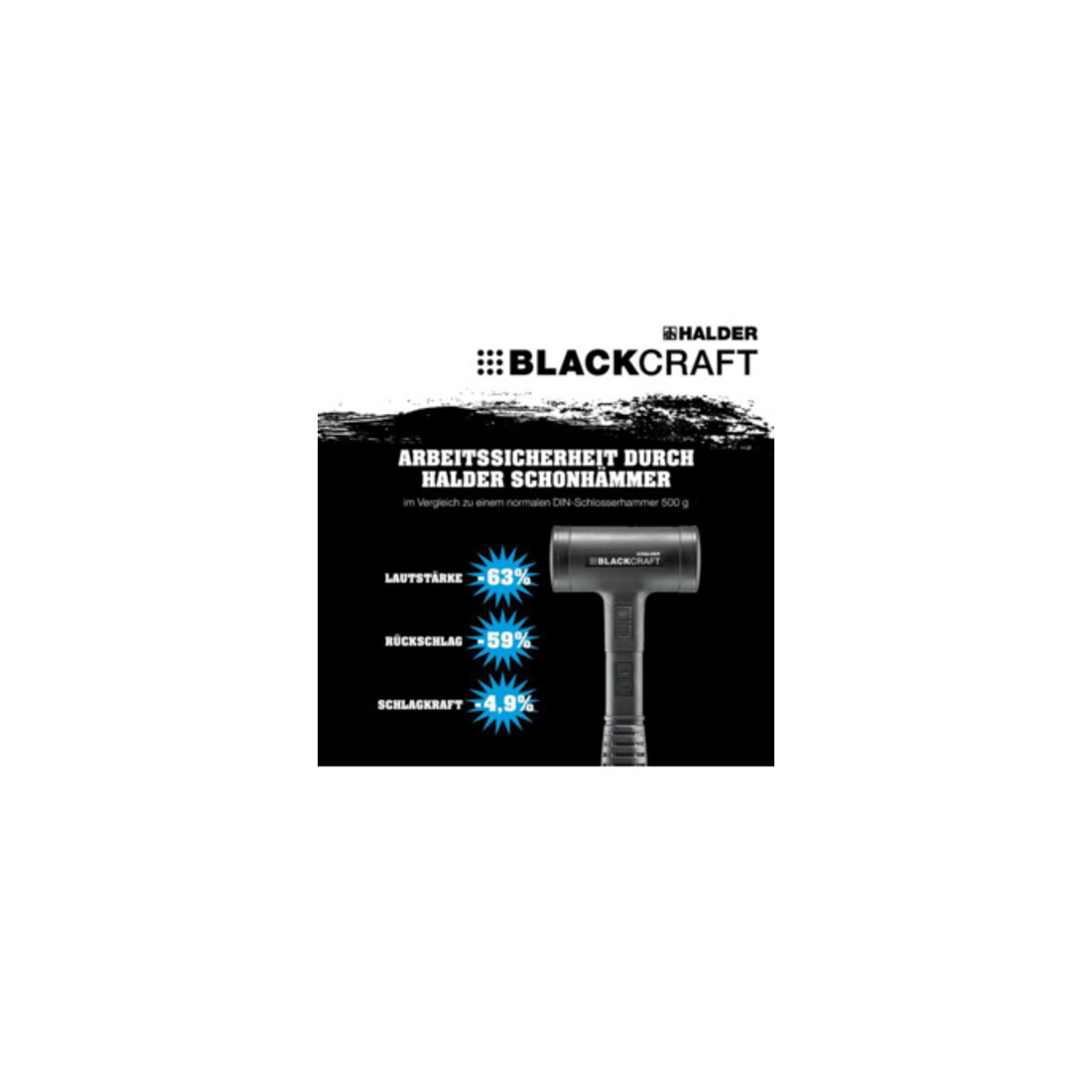 Halder Schonhammer BLACKCRAFT Gesamt-L.310mm Kopf-D.50mm STA rückschlagfrei
