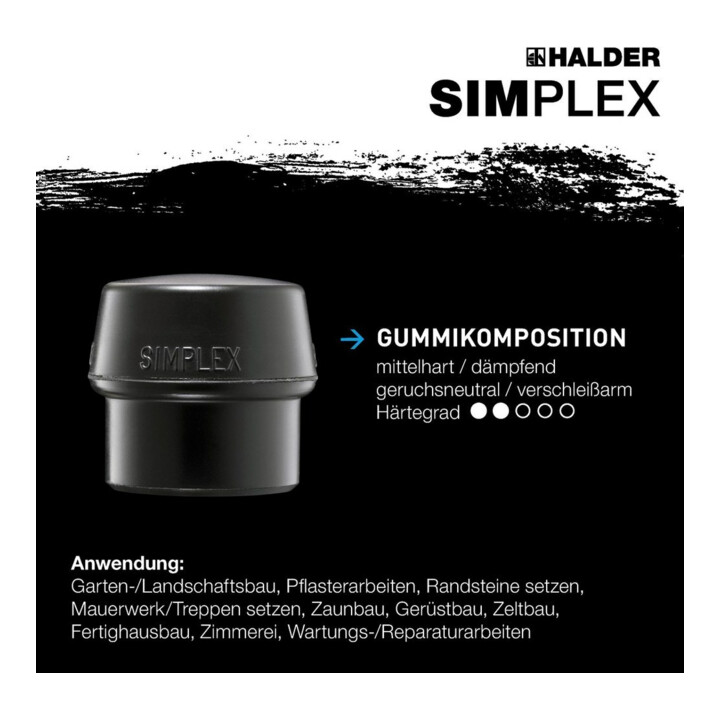 Halder Schonhammer SIMPLEX 30 mm Caoutchouc/Mou