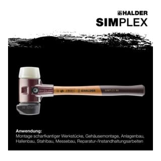 Halder Schonhammer SIMPLEX 60 mm caoutchouc / nylon avec socle boîtier en fonte d'acier