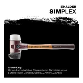 Halder Schonhammer SIMPLEX 60 mm Caoutchouc / Superplastique avec socle Boîtier en fonte d'acier