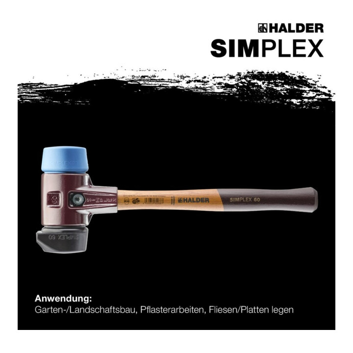 Halder Schonhammer SIMPLEX 60 mm Caoutchouc / TPE doux avec support Corps en fonte d'acier