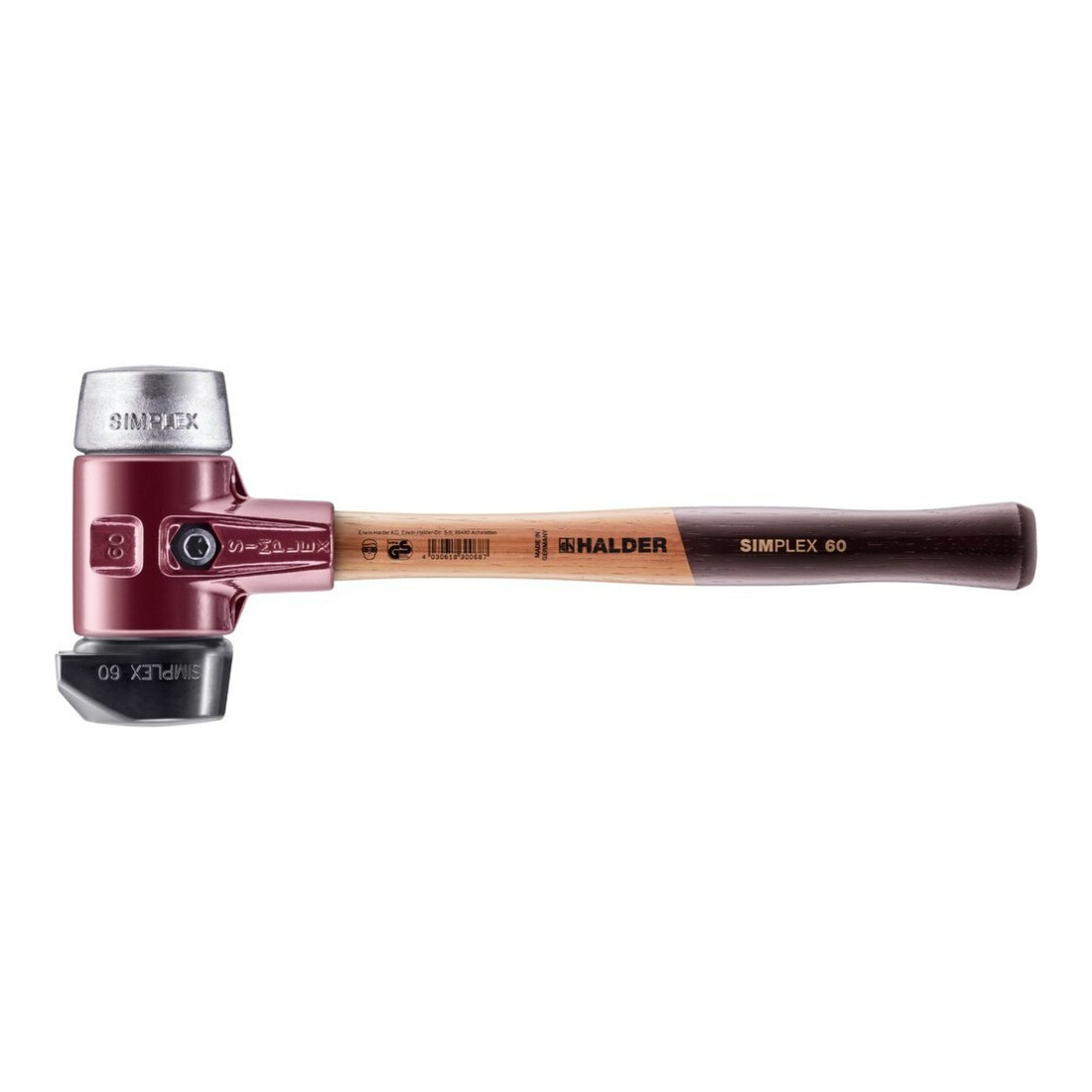 Halder Schonhammer SIMPLEX 60mm caoutchouc / métal tendre avec support boîtier en fonte d'acier