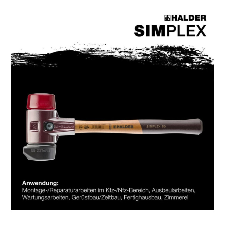 Halder Schonhammer SIMPLEX 60mm caoutchouc/plastique avec support boîtier en fonte d'acier