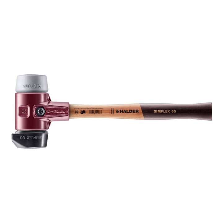 Halder Schonhammer SIMPLEX 60mm Caoutchouc / TPE-Mid avec support Boîtier en fonte d'acier