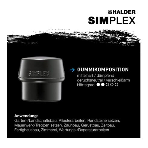 Halder Schonhammer SIMPLEX 80mm Gummi/Weichm.