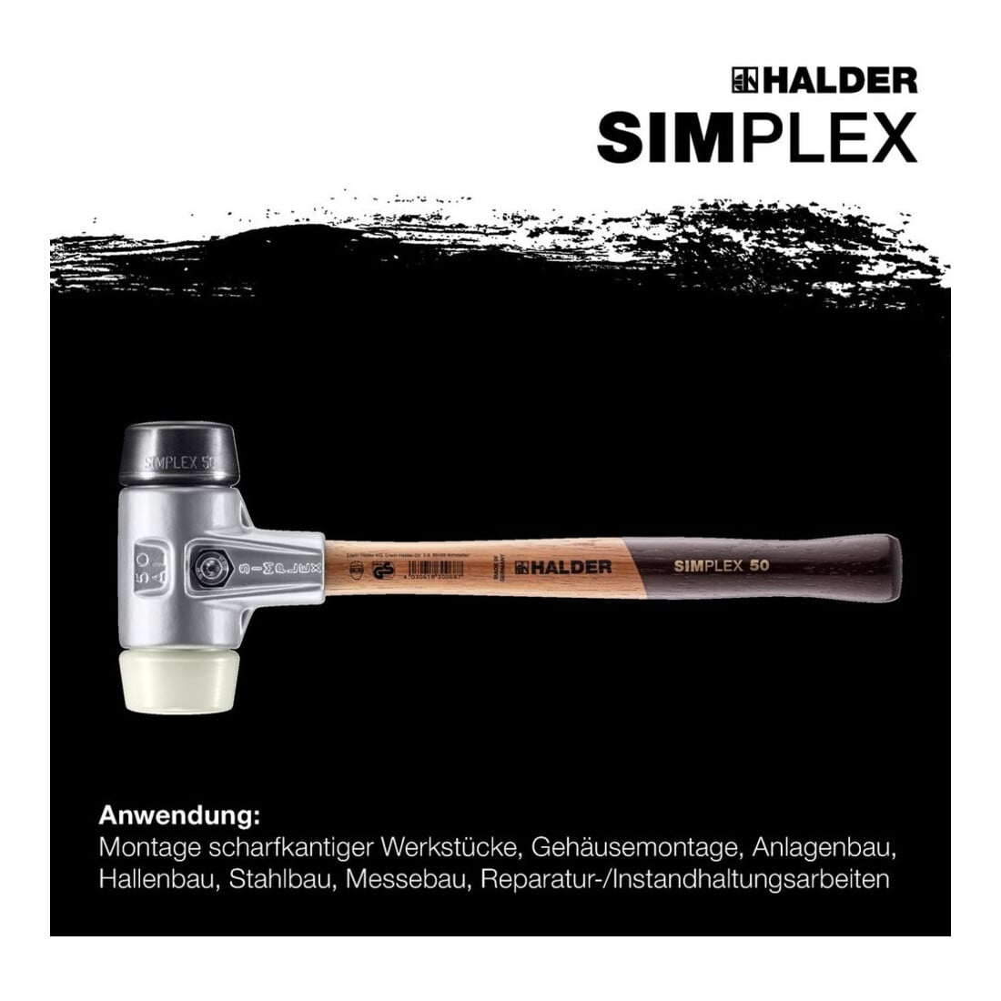 Halder Schonhammer Simplex alu 50 mm caoutchouc/nylon