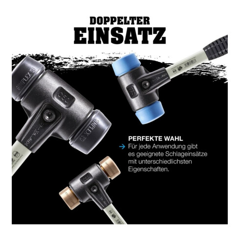 Halder Schonhammer SIMPLEX L.300mm Kopf-D.30mm hart Fiberglas Kupfer m.Ku-Hülse