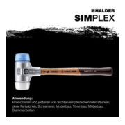 Halder Schonhammer SIMPLEX L.300mm Kopf-D.30mm HO Superplast.weiß/TPE-soft blau