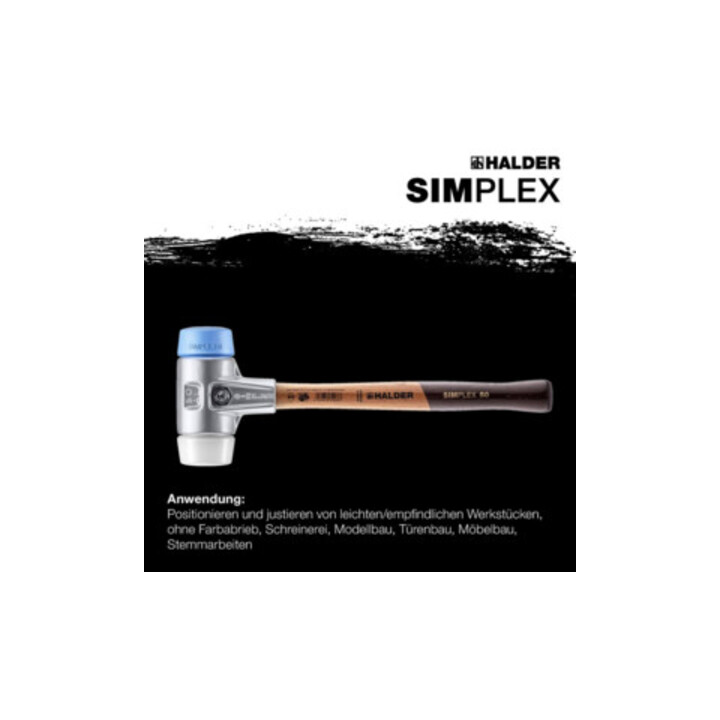 Halder Schonhammer SIMPLEX L.330mm Kopf-D.40mm HO Superplast.weiß/TPE-soft blau