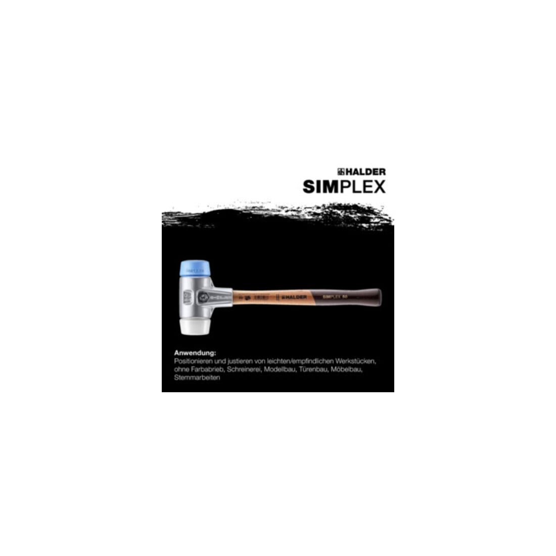Halder Schonhammer SIMPLEX L.330mm Kopf-D.40mm HO Superplast.weiß/TPE-soft blau