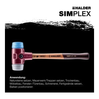 Halder Schonhammer SIMPLEX L.330mm Kopf-D. 40mm mittelh.HO TPE-soft,blau/TPE-mid,grau