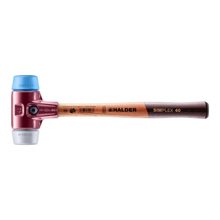 Halder Schonhammer SIMPLEX L.330mm Kopf-D. 40mm mittelh.HO TPE-soft,blau/TPE-mid,grau