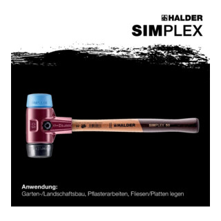 Halder Schonhammer SIMPLEX L.330mm Kopf-D.40mm weich/mittelh.HO TPE-soft blau/Gu.schw.