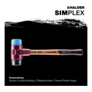 Halder Schonhammer SIMPLEX L.330mm Kopf-D.40mm weich/mittelh.HO TPE-soft blau/Gu.schw.
