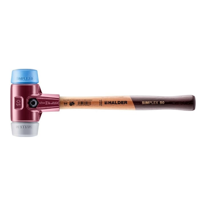 Halder Schonhammer SIMPLEX L.350mm Kopf-D. 50mm mittelh.HO TPE-soft,blau/TPE-mid,grau