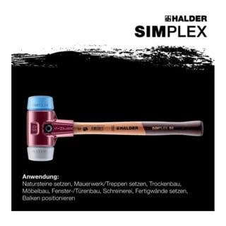 Halder Schonhammer SIMPLEX L.405mm Kopf-D. 60mm mittelh.HO TPE-soft,blau/TPE-mid,grau