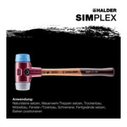 Halder Schonhammer SIMPLEX L.405mm Kopf-D. 60mm mittelh.HO TPE-soft,blau/TPE-mid,grau