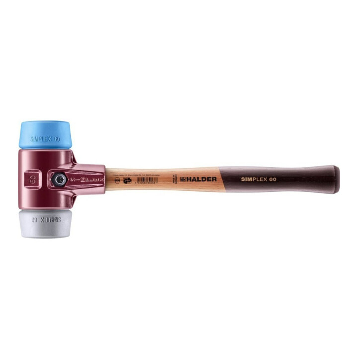 Halder Schonhammer SIMPLEX L.405mm Kopf-D. 60mm mittelh.HO TPE-soft,blau/TPE-mid,grau