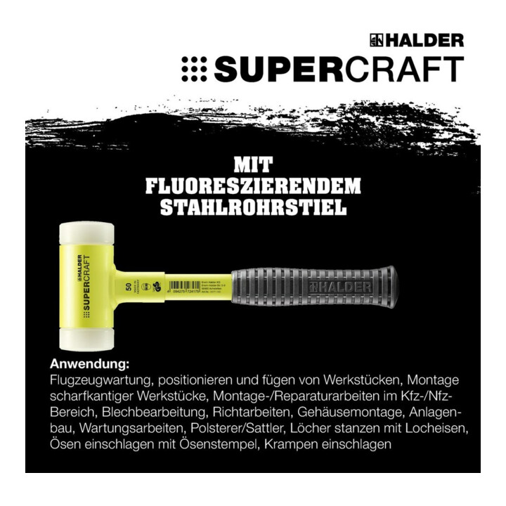 Halder Schonhammer SUPERCRAFT L.295mm Kopf-D.30mm STA hart splitterfrei Nyl.weiß