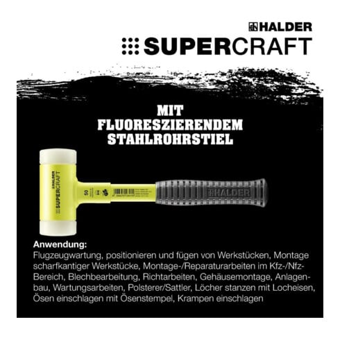 Halder Schonhammer SUPERCRAFT L.315mm Kopf-D.50mm STA hart splitterfrei Nyl.weiß