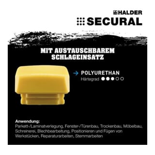 Halder Schonhammerkopf SECURAL Kopf-D. 30x40mm Polyurethan gelb mittelh.