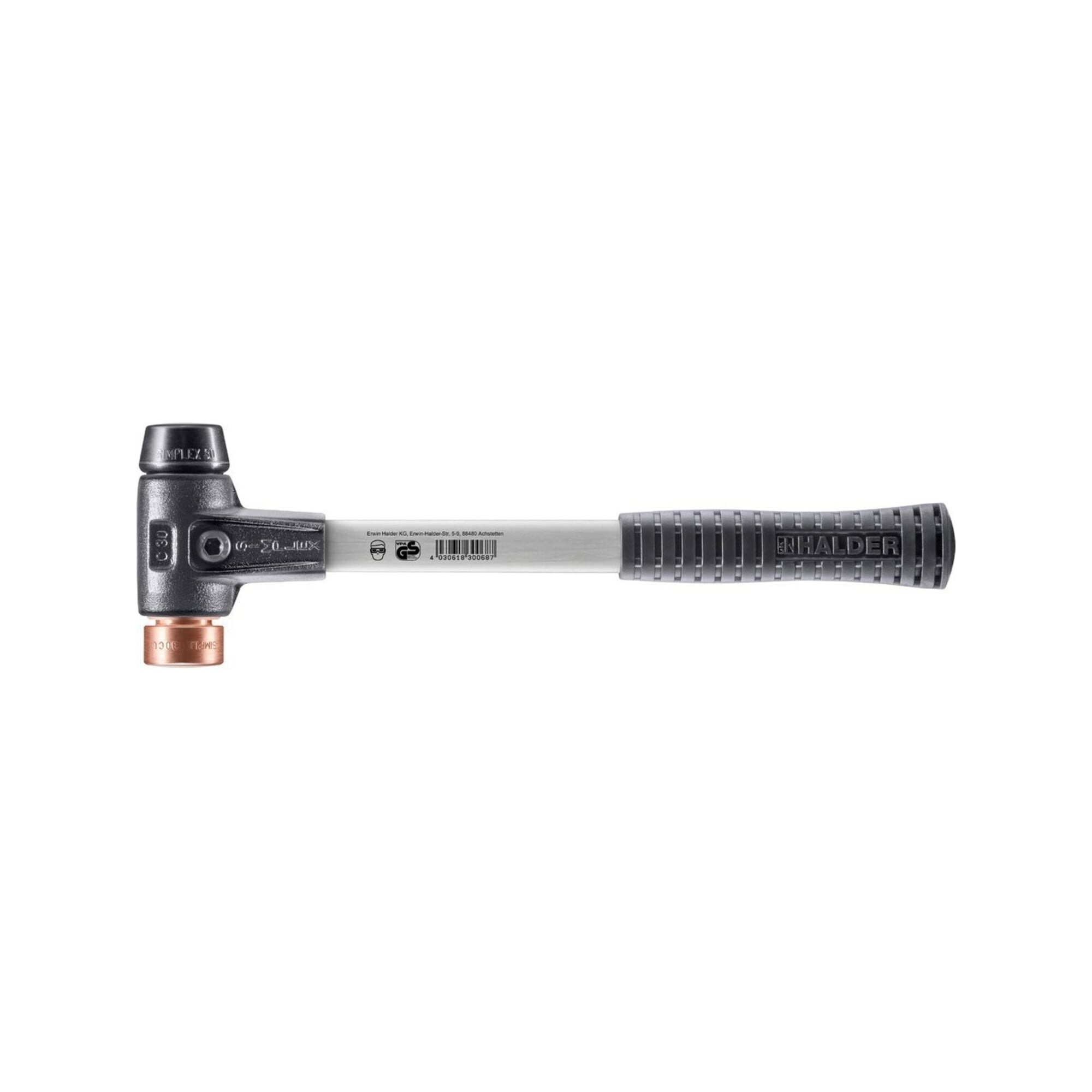 Halder SchonhammerSimplex Fiber. 30mm Gummi/Kupfer