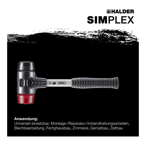 Halder SchonhammerSimplex Fiber. 30mm Gummi/Plastik
