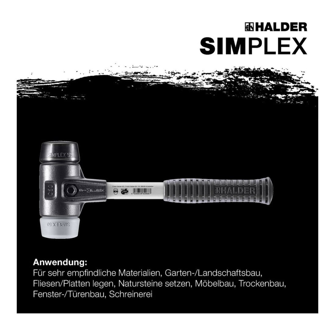 Halder SchonhammerSimplex Fiber. 50mm Gummi/TPE-mid