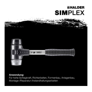 Halder SchonhammerSimplex Fiber. 50mm Gummi/Weichm.