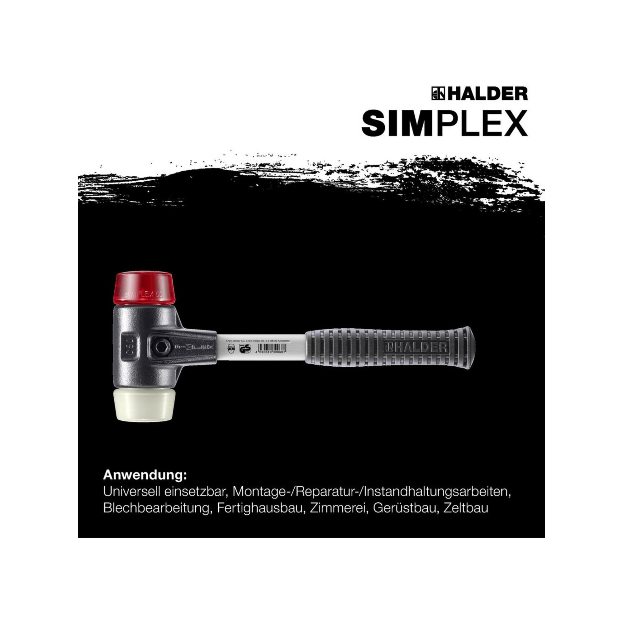 Halder SchonhammerSimplex Fiber. 60mm Plastik/Nylon